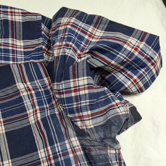 HB Mens Size 4XL Blue Red Plaid Short Sleeve Button Down Shirt Casual Wear - Picture 7 of 11